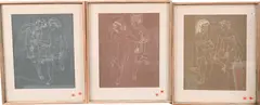 Hans Erni, Venus and Satyr Gazing, edition 82/120 Satyr and Venus Turned Away, edition 87/120 Satyr and Venus with Crossed Arms, edition 88/120, Linocut etchings Each