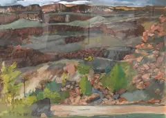 Morris Blackburn, Rio Grande Canyon Landscape, 1959, Mixed media, pastel, watercolor, gouache on paper