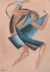 After Vadim Georgievich Meller (Russian 1884-1962) "Costume Design for a Production of Mask" by Alexander Rodchenko, Gouache on paper, offered Oct 2025