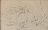 Study of Cattle Grazing by a River with Distant Village by George Richmond, Graphite on paper Initialed lower right G.R, offered Oct 2025