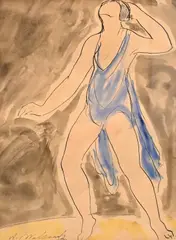 Abraham Walkowitz, Isadora Duncan, circa 1920, Watercolor, pen and ink, graphite on paper