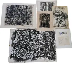 Original Studies "Study for Adam and Eve, No. 772, BK IV" by Abraham Rattner, 1955, Pen and ink, wash on paper, offered Oct 2025