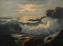 Frederick Judd Waugh, Crashing Waves along a Rocky Coast, Oil on canvas