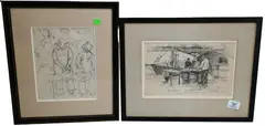 Walter Lofthouse Dean, Pleaning the Catch, Pen and Ink