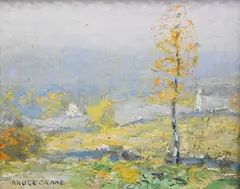 Bruce Crane, Tonalist Autumn Landscape, Oil on canvas board