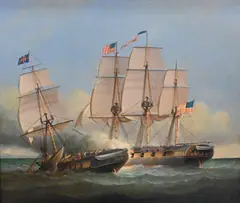 Brian Coole, The Sinking of the HMS Peacock by the USS Hornet, Oil on board