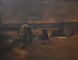 Eastman Johnson, Stampeding Bull in a Landscape