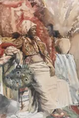 Domenico Morelli, The Harem, Watercolor on paper