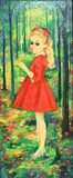 Pati Bannister, Little Girl in a Red Dress in a Forest, Oil on board