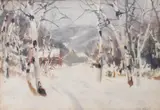 John Whorf, Winter Birches Landscape