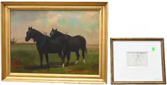 Nicholas Winfield Scott Leighton, Two Work Horses, Oil on canvas