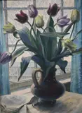 Still Life with Vase of Tulips by Orlando Greenwood, Oil on canvas, offered Sep 2025