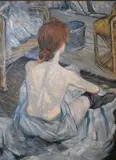 Rousse (La Toilette) Portrait of a Semi Nude Woman in the Bathroom by Henri de Toulouse-Lautrec, Oil on Canvas, offered Sep 2025