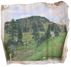 Frank DuMond, Rose's Farm with Rollings Hills and Evergreen Trees, Oil on loose canvas