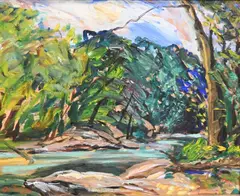 Wissahickon Creek by Alfred Ortega, Oil on canvas, offered Sep 2025