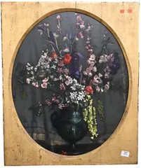 William Thomas Wood, â€œSpring Blossomâ€, Bouquet of Flowers in Urn, Oil on board