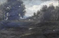 Patrick Vincent Berry, Pastoral Landscape with Cows and Distant House, Oil on canvas Name