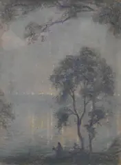Eliot Candee Clark, New York City Evening, Pastel on paper