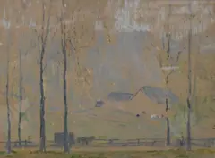Eliot Candee Clark, Barn in the Valley, Pastel on paper