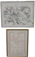 Stefano Cusumano, Figure, Pen and ink, conte on paper