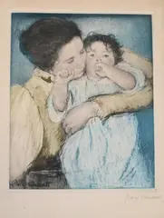Mary Cassatt, Mother and Child, Aquatint etching Pencil