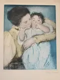 Mary Cassatt, Mother and Child, Aquatint etching Pencil