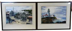 Lighthouse Seascape by Edward Martin, Watercolor on paper, offered Jul 2025