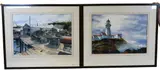 Edward Martin, Lighthouse Seascape, Watercolor on paper