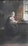 Interior Scene with a Mother Holding a Baby by Francis Vreeland, Watercolor on paper, offered Jul 2025