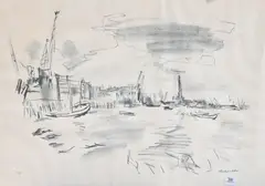 Oskar Kokoschka, Port of London, Lithograph
