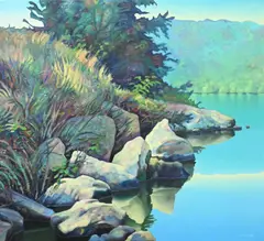 Edward Kellogg, Landscape by River, Chattanooga, Tennessee, 1987, Oil on canvas