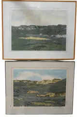 Badlands Afternoon by Gordon Mortensen, 1976, Woodcut, offered Jul 2025