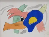 Fernand Léger, l'Oiseau, Watercolor, pen and ink on paper Marked and