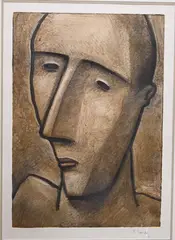 Robert Gordy, Male Head, Monotype on paper Pencil