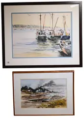 Houses by the Ocean by William Welch, 1982, Watercolor, offered Jun 2025