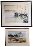 William Welch, Houses by the Ocean, 1982, Watercolor