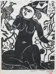 Shikō Munakata, Hawk Woman, 1958, Woodcut on Japan paper