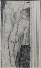 Figure Studies of Female and Male Nudes by George Grosz, Graphite on Paper, offered May 2025