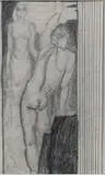 George Grosz, Figure Studies of Female and Male Nudes, Graphite on Paper