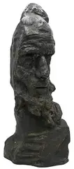 Emmanuel Mané-Katz, â€œHassidâ€™s Headâ€ (Bust), Bronze with black and green patina