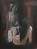 Béla Kádár, Nudes with Veil, circa 1936, Tempera on board