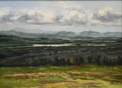 J. Thomas R. Higgins, Crowell Pond from Berry Hill, 1982, Oil on linen canvas