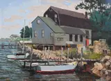 Ronni Pastorini, Docked Boat, Oil on board