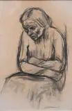 Käthe Kollwitz, Sitzende Frau, Charcoal on laid paper