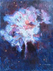 White Nebula by Margaret Cherebin, Oil on wood panel, offered May 2025