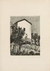 Giorgio Morandi, Paesaggio (Casa a Grizzana), 1927, etching on zinco