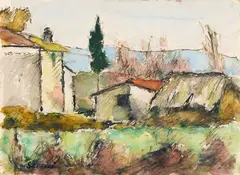 Ardengo Soffici, Casa del Berna, mixed media on paper