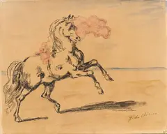 Giorgio de Chirico, Cavallo, pencil and watercolour on card