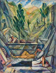 Riposo di cavatori (Monte Ceceri) by Baccio Maria Bacci, 1918, oil on card applicato on canvas, offered May 2026