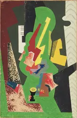 Gino Severini, Nature morte: Rhu..., 1918, tempera on paper applicata on cardboard